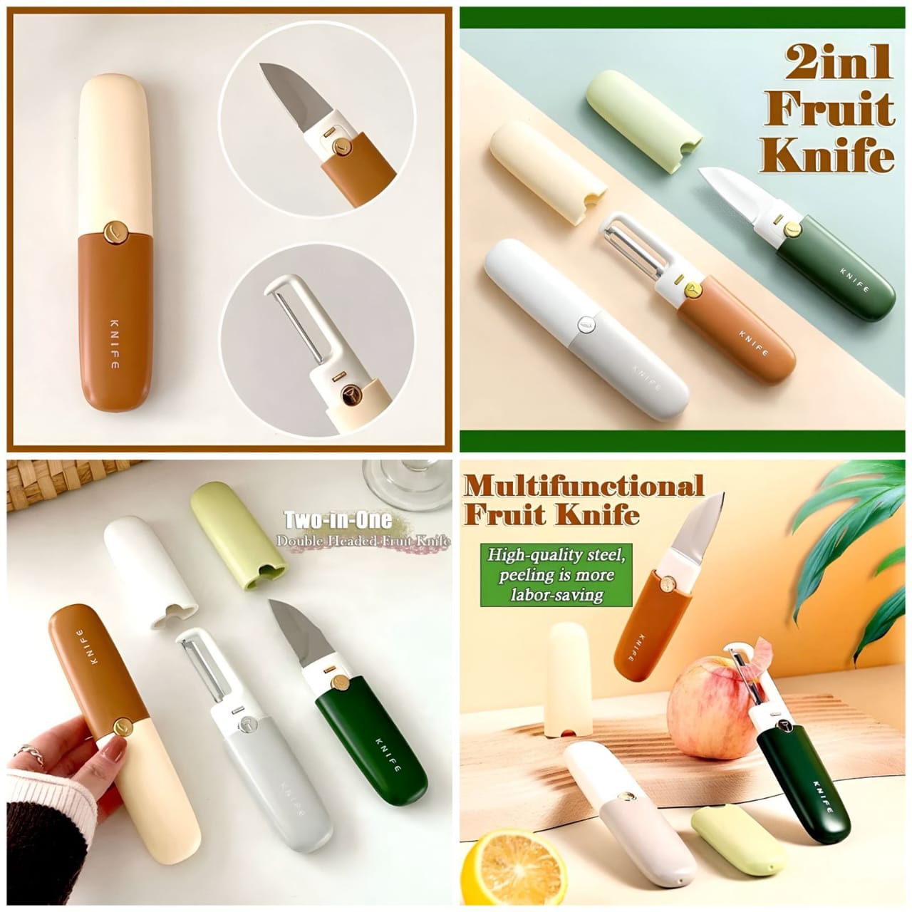 Portable Small 2-in-1 Fruit Knife & Peeler Set